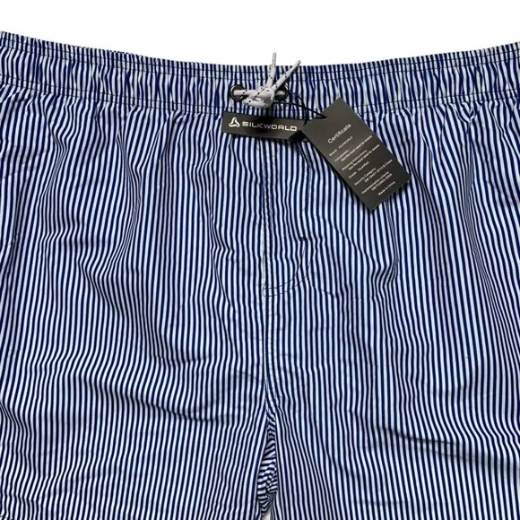 SILKWORLD Striped Swim Trunks Shorts Size 3XL Blue White 3 Pockets Quick Dry - Picture 4 of 9